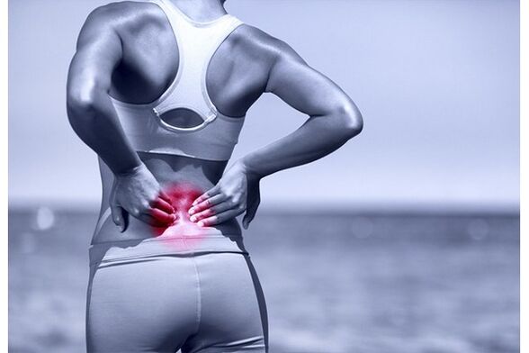The back in the lumbar region can hurt from excessive physical exertion